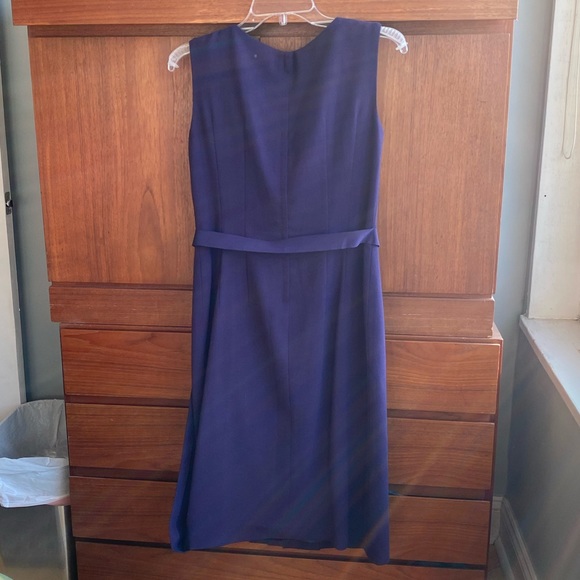 Alberta Ferretti violet/purple wool midi dress w/ pleats bow IT40 US8 MSRP $1930 - Picture 2 of 7